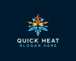 Snowflake Fire Heating logo design