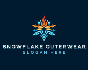 Snowflake Fire Heating logo design