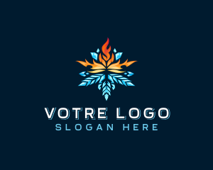 Hot - Snowflake Fire Heating logo design