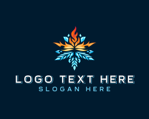 Heat - Snowflake Fire Heating logo design