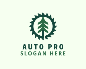 Woodcutter - Pine Tree Saw Blade logo design