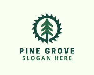 Pine Tree Saw Blade logo design