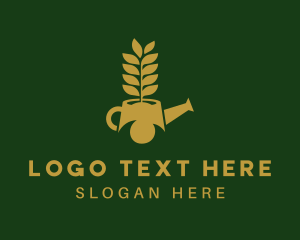 Leaf - Golden Watering Can logo design