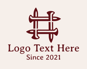 Brown - Nail Carpentry Hashtag logo design