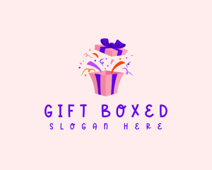 Present - Birthday Gift Confetti logo design