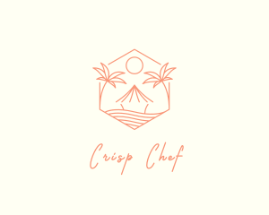 Tropical Tree Beach Hut Logo