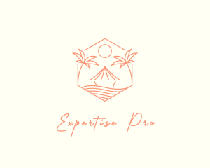 Tropical Tree Beach Hut Logo