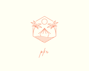 Tropical Tree Beach Hut Logo