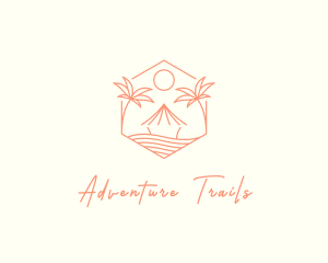 Tropical Tree Beach Hut logo design