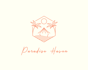 Tropical Tree Beach Hut logo design