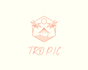 Tropical Tree Beach Hut logo design