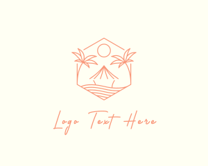 Tropical Tree Beach Hut Logo