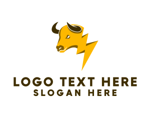 Power Plant - Yellow Lightning Bull logo design