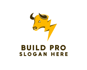 Yellow Lightning Bull  logo design