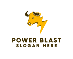 Yellow Lightning Bull  logo design