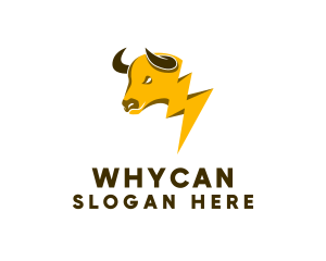 Natural Energy - Yellow Lightning Bull logo design