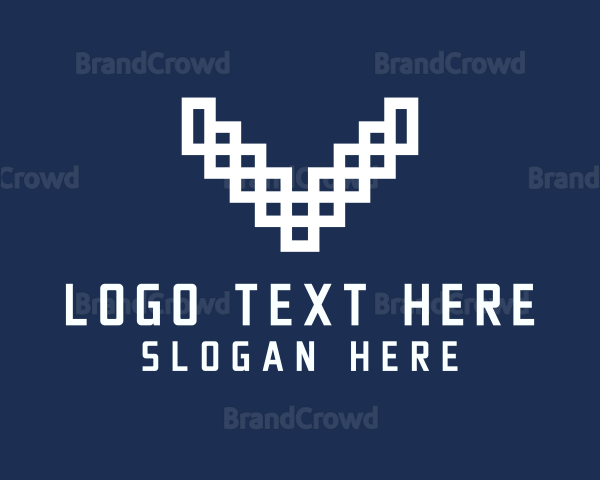 Pixel Tech Antler Letter V Logo