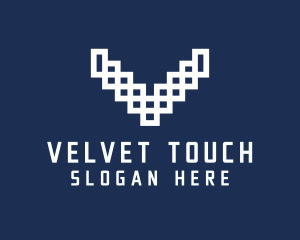 Pixel Tech Antler Letter V logo design