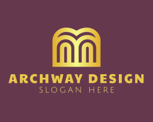 Archway - Golden Gate Letter M logo design