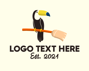 Toucan - Toucan Broom Mascot logo design