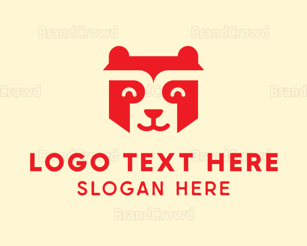 Happy Raccoon Bear Logo