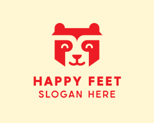 Happy Raccoon Bear logo design