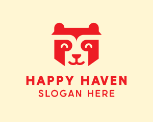 Happy Raccoon Bear logo design