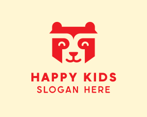 Happy Raccoon Bear logo design