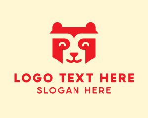 Teddy Bear - Happy Raccoon Bear logo design