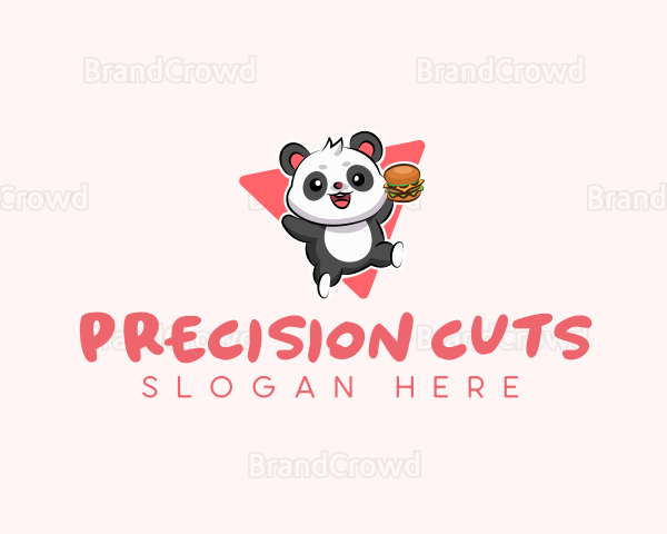 Cute Panda Hamburger Logo