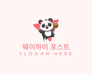 Cute Panda Hamburger  logo design