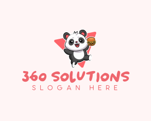 Cute Panda Hamburger  logo design