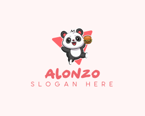 Cute Panda Hamburger  logo design