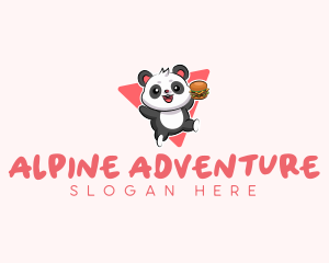 Cute Panda Hamburger  logo design