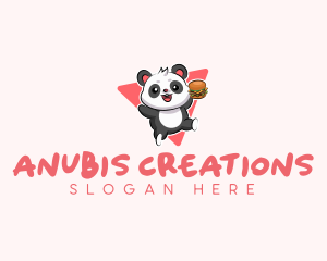 Cute Panda Hamburger  logo design