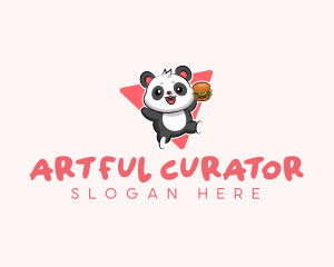 Cute Panda Hamburger  logo design