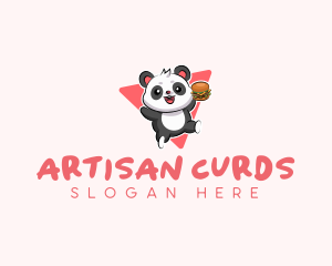 Cute Panda Hamburger  logo design