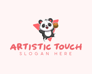 Cute Panda Hamburger  logo design