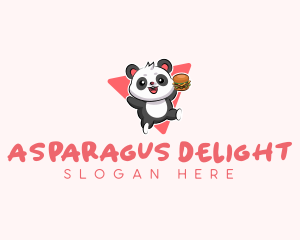 Cute Panda Hamburger  logo design