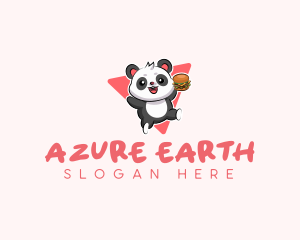 Cute Panda Hamburger  logo design