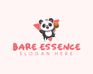 Cute Panda Hamburger  logo design