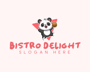 Cute Panda Hamburger  logo design