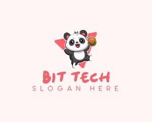 Cute Panda Hamburger  logo design