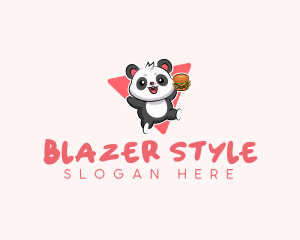 Cute Panda Hamburger  logo design