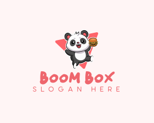 Cute Panda Hamburger  logo design