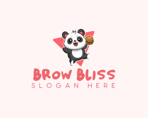 Cute Panda Hamburger  logo design