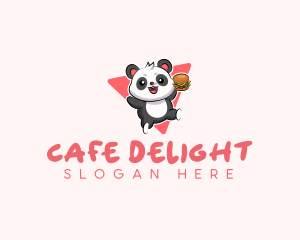 Cafeteria - Cute Panda Hamburger logo design