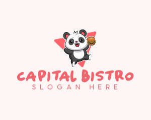 Cute Panda Hamburger  logo design