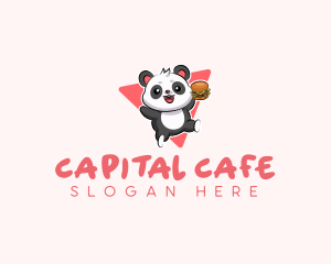 Cute Panda Hamburger  logo design