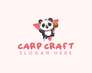 Cute Panda Hamburger  logo design